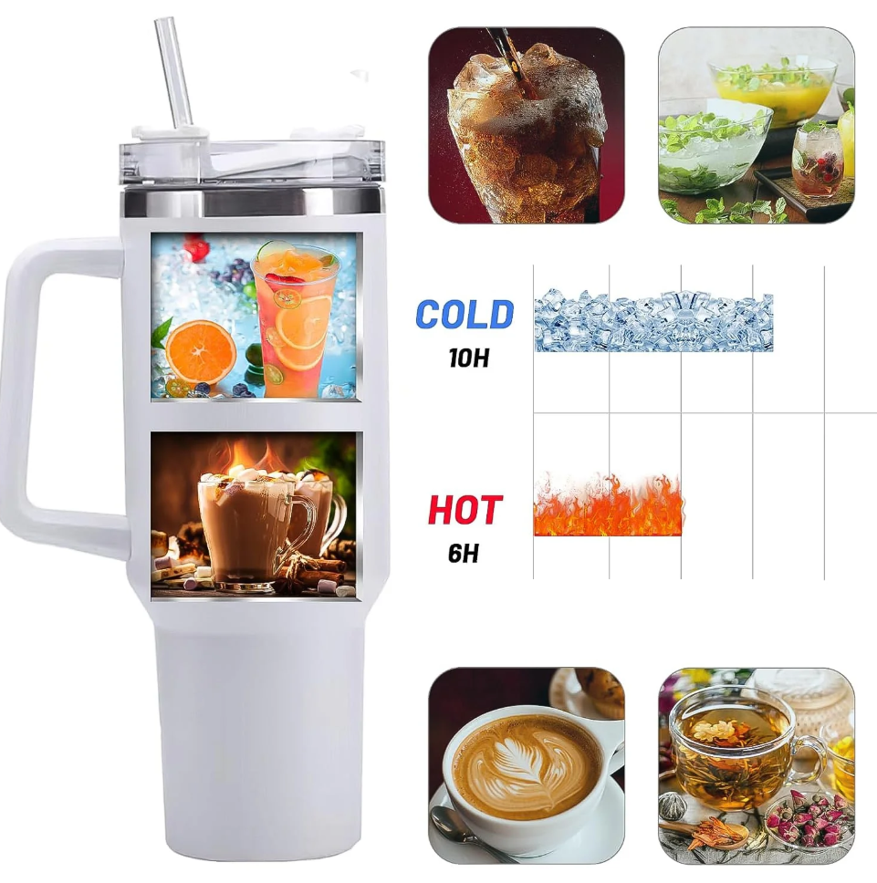 1200ML Stainless Steel Tumbler with Handle & Lid, 2 Straws – Large Travel Mug Water Cup for Gym, Office & Outdoor Use