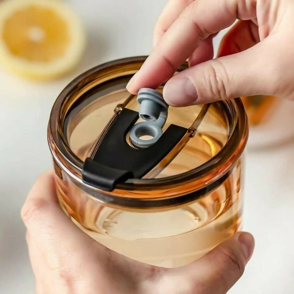 Premium Glass Tumbler with Straw and Lid