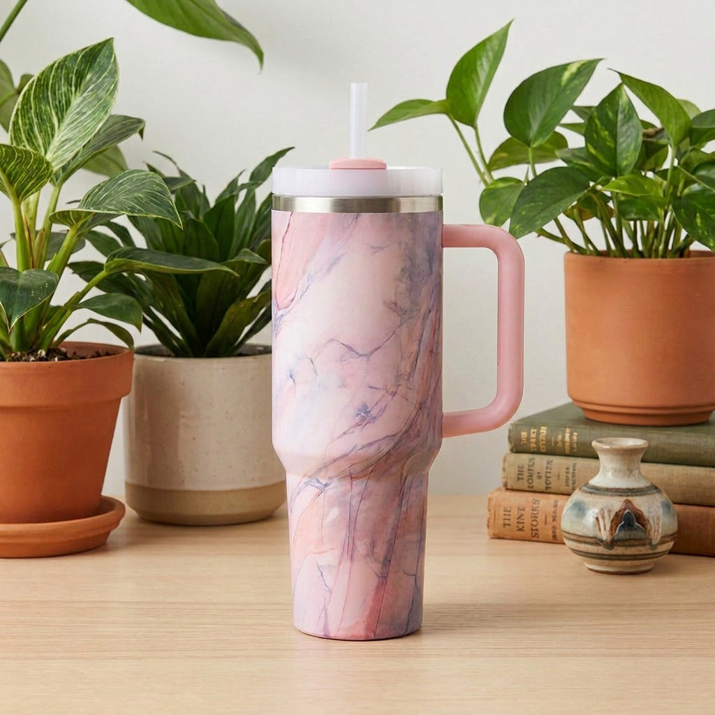 1200ML Stainless Steel Vacuum Insulated Tumbler with Straw | Double Wall Travel Water Cup | Hot & Cold | Leak‑Resistant, BPA‑Free